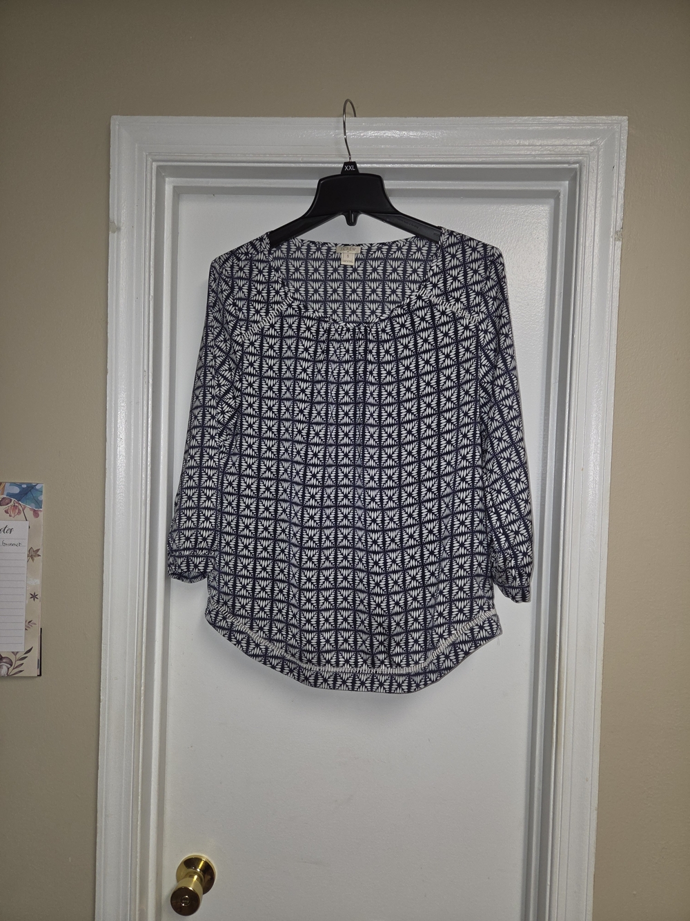 Navy & White Printed Women’s Blouse